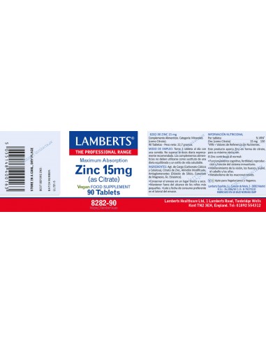 Lamberts Zinc 15 mg (Como citrato) 90...