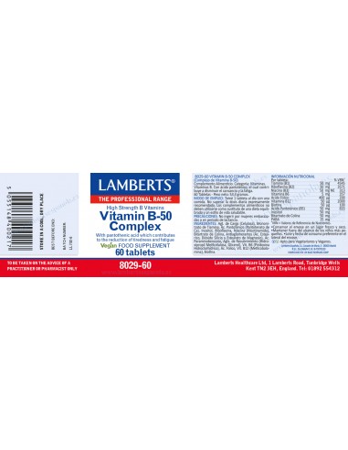 Lamberts Complejo Vitamina B-50 60...