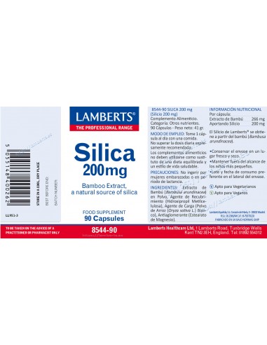 Lamberts Silica 200mg 90 Cápsulas