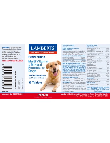 Lamberts Pet Nutrition. Vitaminas y...
