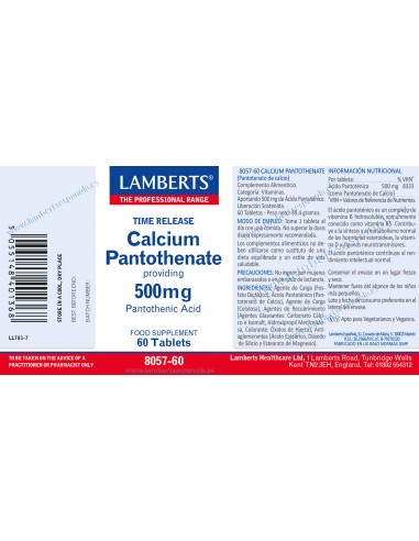 Lamberts Pantotenato de Calcio 500 mg...