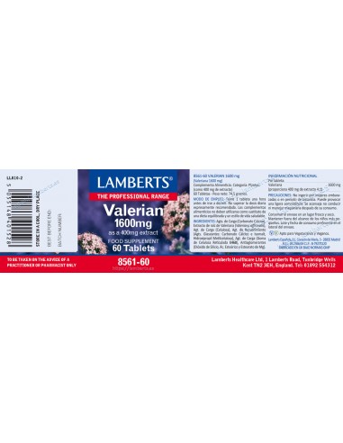 Lamberts Valeriana 1600mg 60 Comprimidos
