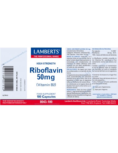 Lamberts Riboflavina 50 mg (Vitamina...