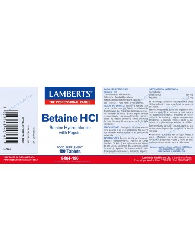 Lamberts Betaina HCI Con Peptina 180...