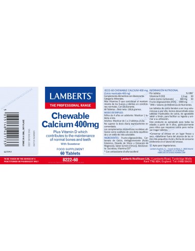 Lamberts Calcio Masticable 400 mg...