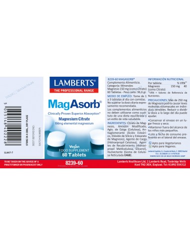 Lamberts MagAsorb 60 Comprimidos