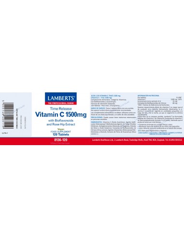 Lamberts Vitamina C 1500mg 120 Tabletas