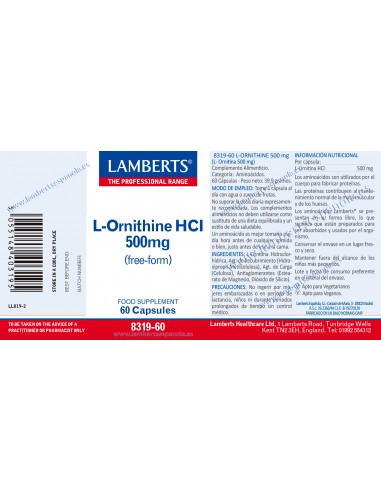 Lamberts L-Ornitina HCl 500 mg 60...