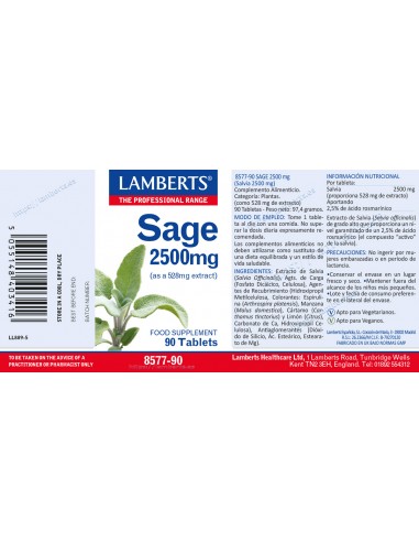 Lamberts Salvia  500mg 90 Cápsulas