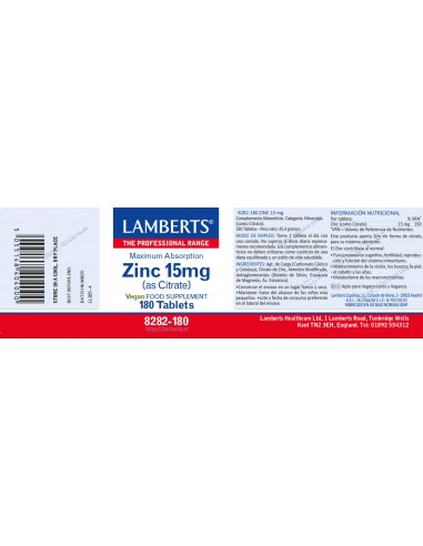 Lamberts Zinc 15 mg (Como citrato)...