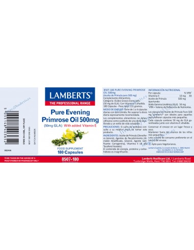 Lamberts Aceite de Prímula 500mg 180...