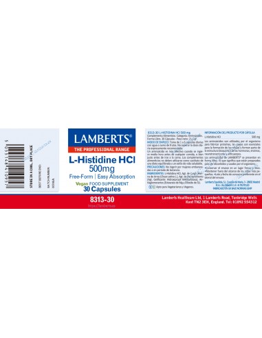 Lamberts L-Histidina HCl 500 mg 30...