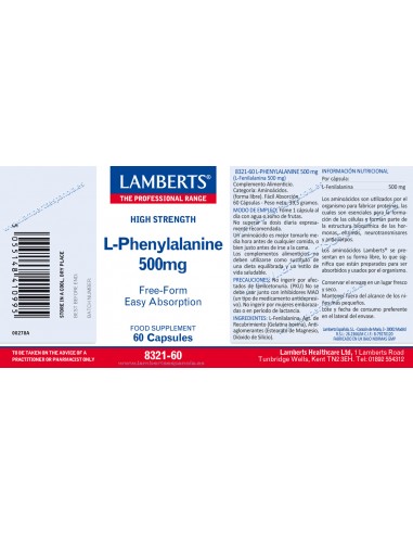 Lamberts L-Fenilalanina 500 mg 60...