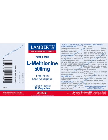 Lamberts L-Metionina 60 Cápsulas