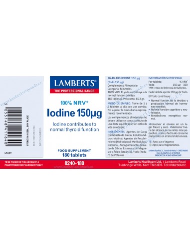 Lamberts Yodo 150 µg (Como yoduro de...