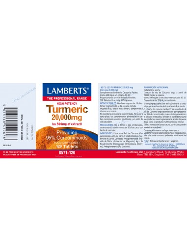 Lamberts Curcuma 20000mg 120 Tabletas