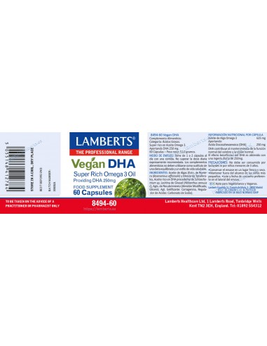 Lamberts DHA Vegano 250 mg 60 Cápsulas