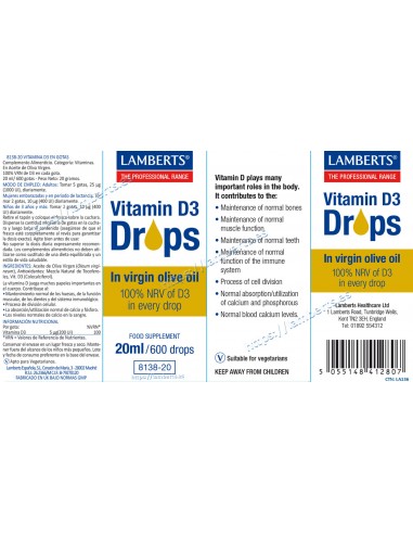 Lamberts Vitamina D3 líquida 20 ml /...