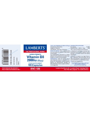 Lamberts Vitamina D3 2000 UI (50 µg)...