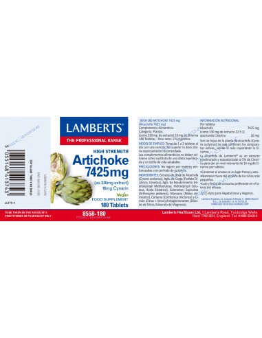 Lamberts Alcachofa 7425mg 180 Tabletas