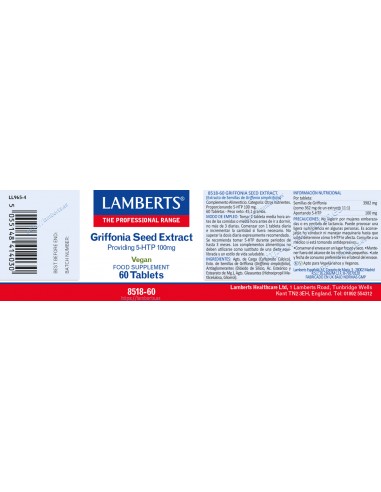 Lamberts Griffonia 5-Htp 60 Cápsulas