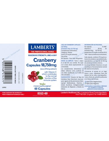 Lamberts Cranberry 18750mg 60 Tabletas