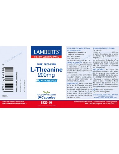 Lamberts L-Teanina 200mg 60 Comprimidos