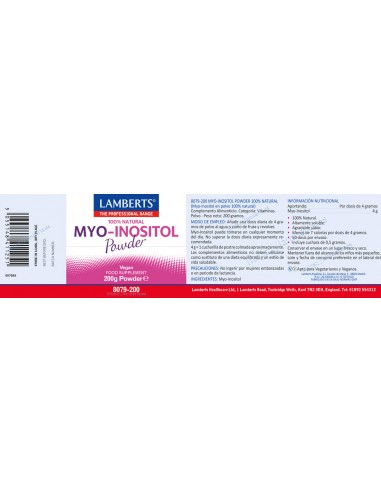 Lamberts Myo-Inositol en polvo 100%...