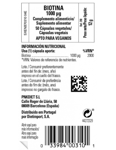 Solgar Biotina 1000mcg 50 Cápsulas