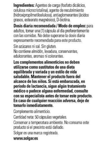 Solgar Biotina 1000mcg 50 Cápsulas