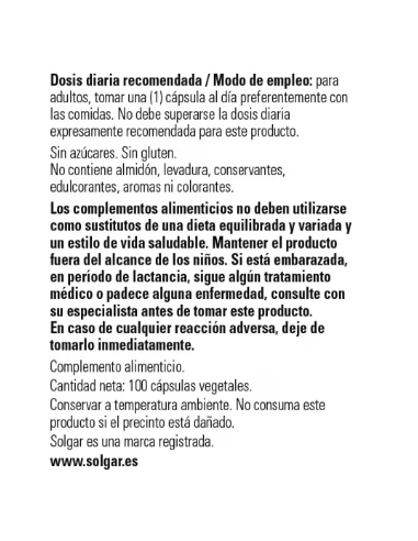 Solgar Biotina 5000mcg 100 Cápsulas