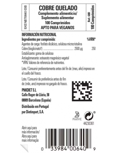 Solgar Cobre Quelado 100 Comprimidos