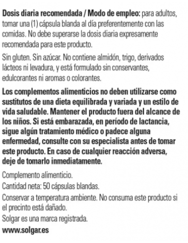Solgar Vitamina E 400UI 50 Cápsulas