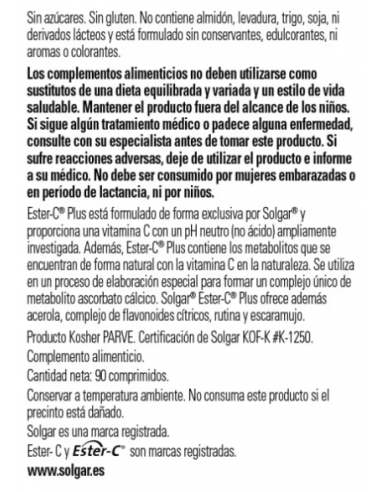 Solgar Ester-C Plus 1000mg 90 Tabletas
