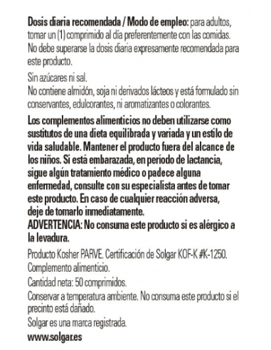 Solgar Selenio con Levadura 200mcg 50...