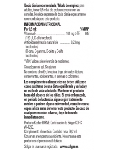 Solgar Vitamina E Líquida 59.2ml