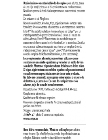 Solgar Ester-C 500mg 50 Cápsulas