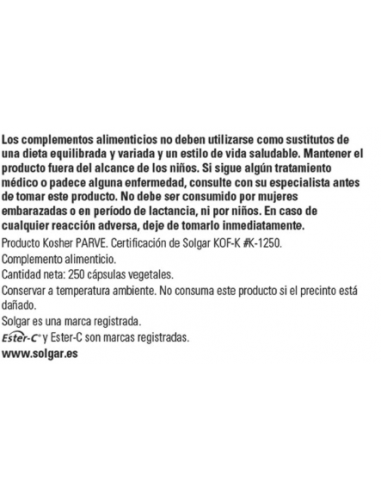 Solgar Ester-C Plus 500mg 250 Cápsulas
