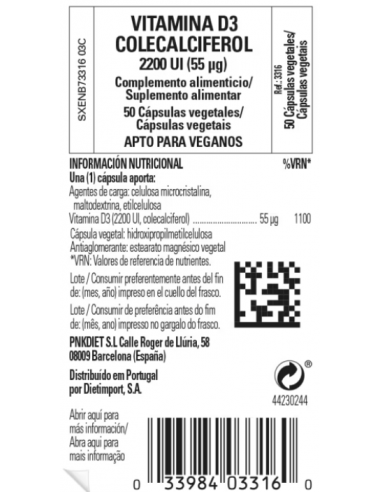 Solgar Vitamina D3 2200UI 50 Cápsulas