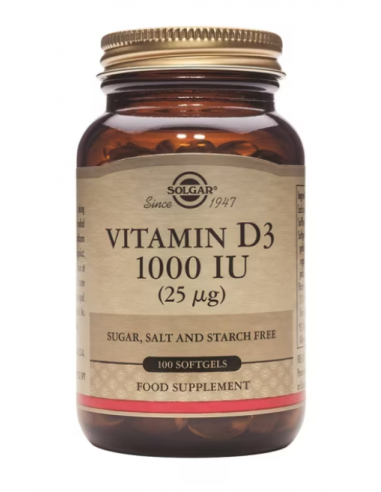 Solgar Vitamina D3 1000uUI 100 Cápsulas
