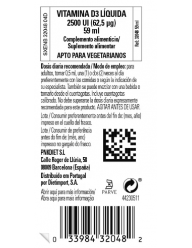Solgar Vitamina D3 Líquida 2500UI 59ml