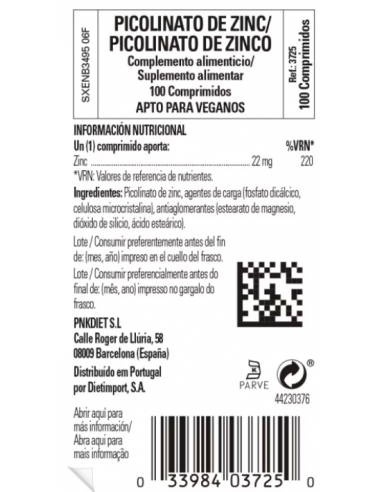 Solgar Picolinato de Zinc 22mg 100...