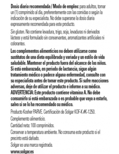 Solgar Vitamina A Seca 5000IU 100...