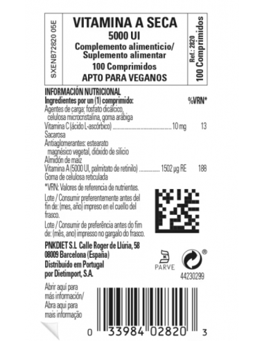 Solgar Vitamina A Seca 5000IU 100...