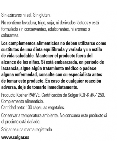 Solgar Vitamina C 500mg 100 Cápsulas