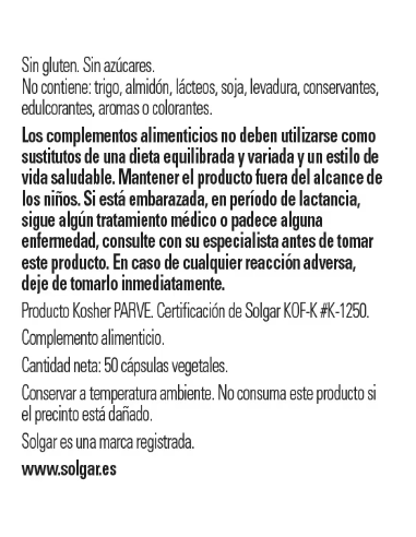Solgar L-Glutamina 500mg 50 Cápsulas