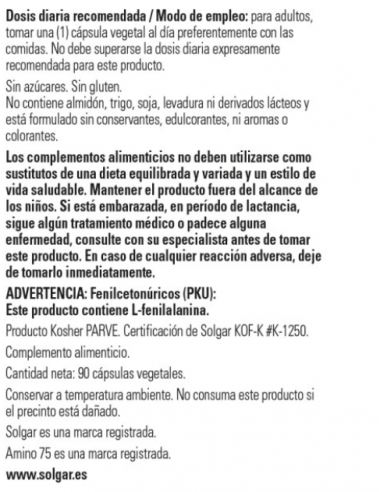 Solgar Amino 75 90 cáspsulas