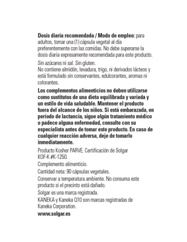 Solgar  Co-Q10 30 Mg 90 Cápsulas