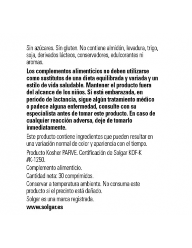 Solgar L-Carnitina 500mg 30 Tabletas