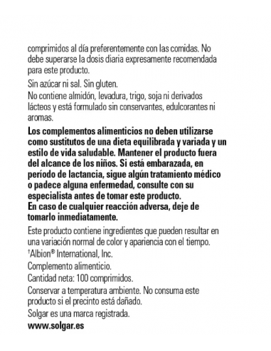Solgar Magnesio Quelado 100 Comprimidos